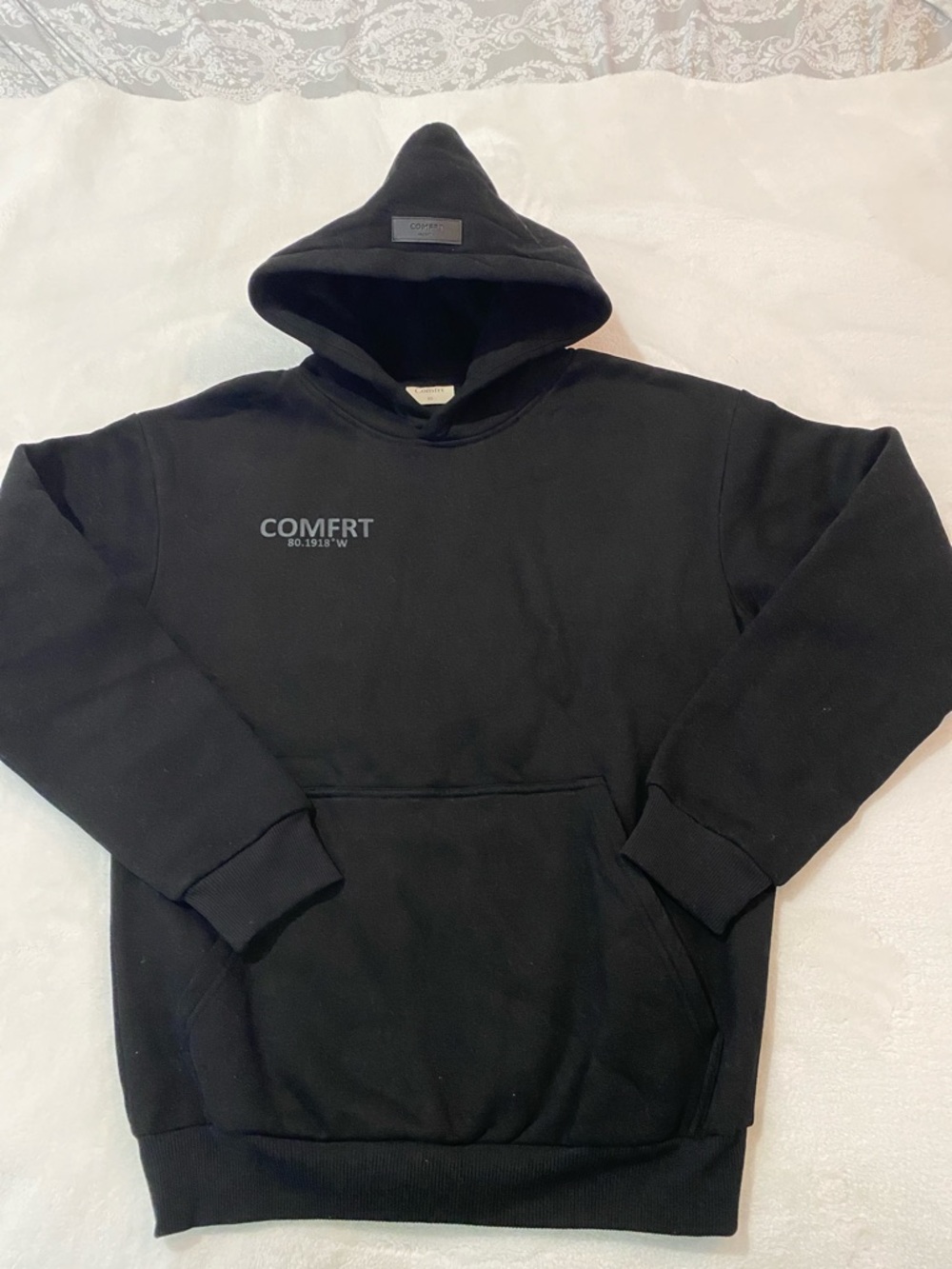 Comfrt Heavyweight Fleece Hoodie Black Size XS Oversized Streetwear Casual ♠️